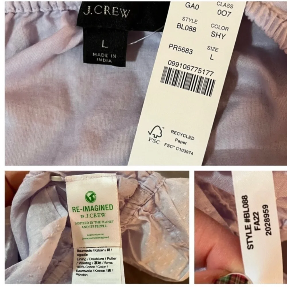 J. Crew Gathered Scoopneck Top in Swiss Dot